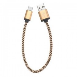 C&acirc;ble en Nylon Tress&eacute; 0.3 m&egrave;tre Type-C USB  charge et transfert rapide 2A