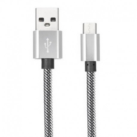 Câble en Nylon Tressé Type-C USB 1 mètre transfert et charge rapide 2.1A