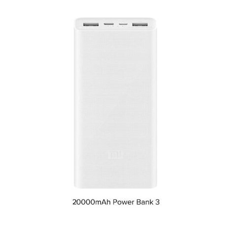 Xiaomi Mi Power Bank 3 polymer Li-ION 20000 mAh charges Nintendo Switch, or laptops.
