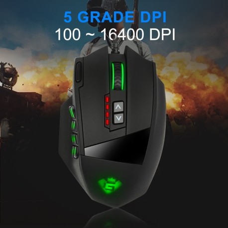 Cheap gaming mouse Rocketek 16400dpi 19 programmable buttons