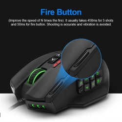 Cheap gaming mouse Rocketek 16400dpi 19 programmable buttons