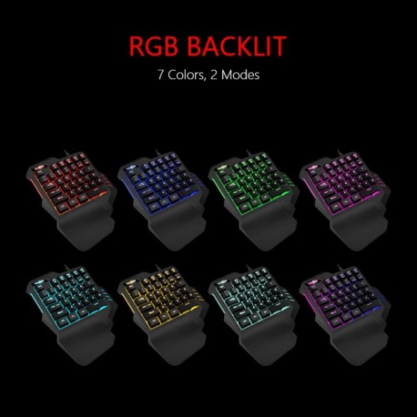 Clavier de jeu à une main rétroéclairé 6400dpi 