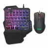 Backlit one-handed gaming keyboard with 6400dpi mouse