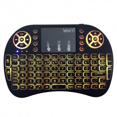 7 couleur rétro-éclairé i8 Mini clavier sans fil 2.4ghz anglais russe 3 couleur Air souris avec pavé tactile télécommande Androi