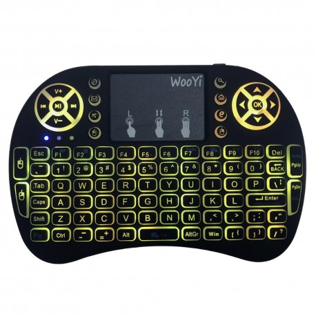 7 couleur rétro-éclairé i8 Mini clavier sans fil 2.4ghz anglais russe 3 couleur Air souris avec pavé tactile télécommande Androi