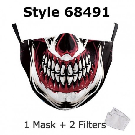 NADANBAO Halloween drôle Joker visage impression masques enfants lavable tissu masques femmes adulte visage couverture réutilisa