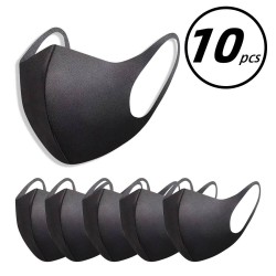 10/20/50/100 pièces noir coton visage bouche masque couverture Anti brume Anti-poussière lavable réutilisable femmes hommes adul