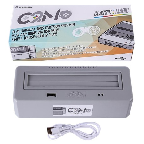 Original Super NES multi cartridge and rom adapter with usb key reader for rom