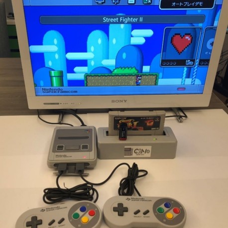 Original Super NES multi cartridge and rom adapter with usb key reader for rom