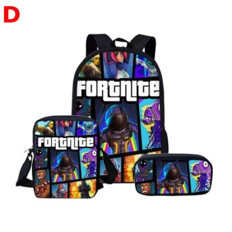 Set Fortnite waterproof and phosphorescent children's school bag - Set 3 or 5 pieces