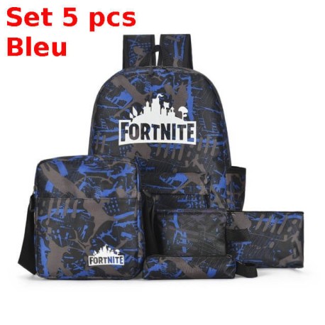 Set Fortnite waterproof and phosphorescent children's school bag - Set 3 or 5 pieces
