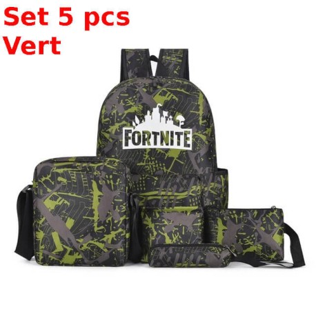 Set Fortnite waterproof and phosphorescent children's school bag - Set 3 or 5 pieces