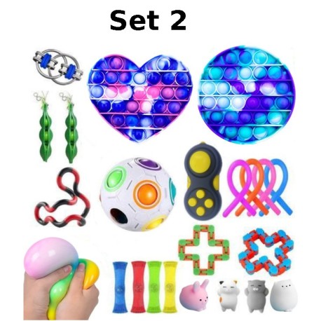 Anti-Stress Toy Set, Fidget Toy, Pop Bubble, Pop it - Silicone Squeeze Sensory Toys for Concentration