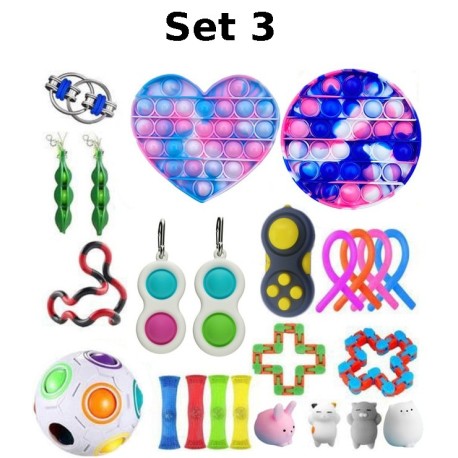 Anti-Stress Toy Set, Fidget Toy, Pop Bubble, Pop it - Silicone Squeeze Sensory Toys for Concentration