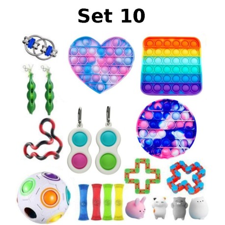 Anti-Stress Toy Set, Fidget Toy, Pop Bubble, Pop it - Silicone Squeeze Sensory Toys for Concentration