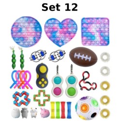 Anti-Stress Toy Set, Fidget Toy, Pop Bubble, Pop it - Silicone Squeeze Sensory Toys for Concentration