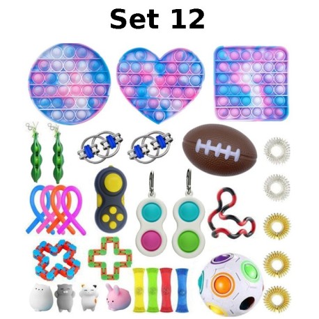 Anti-Stress Toy Set, Fidget Toy, Pop Bubble, Pop it - Silicone Squeeze Sensory Toys for Concentration