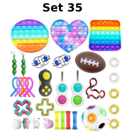 Anti-Stress Toy Set, Fidget Toy, Pop Bubble, Pop it - Silicone Squeeze Sensory Toys for Concentration
