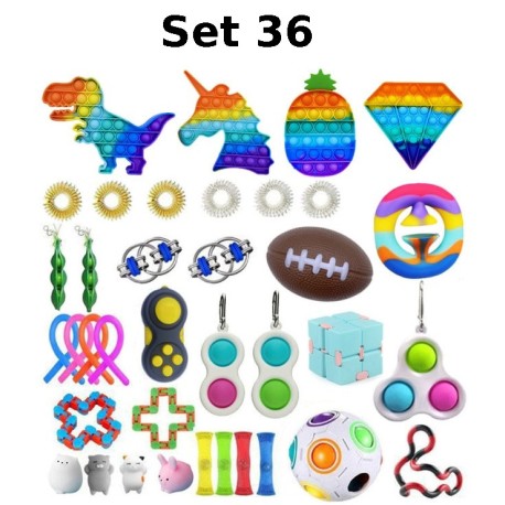 Anti-Stress Toy Set, Fidget Toy, Pop Bubble, Pop it - Silicone Squeeze Sensory Toys for Concentration
