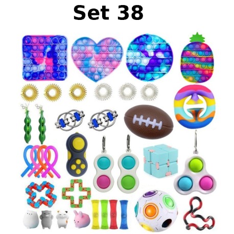 Anti-Stress Toy Set, Fidget Toy, Pop Bubble, Pop it - Silicone Squeeze Sensory Toys for Concentration
