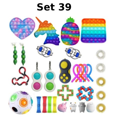 Anti-Stress Toy Set, Fidget Toy, Pop Bubble, Pop it - Silicone Squeeze Sensory Toys for Concentration