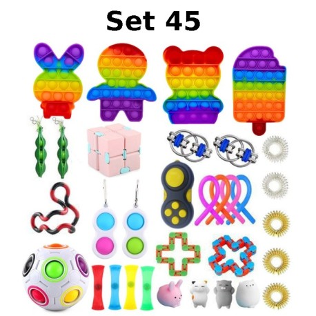 Anti-Stress Toy Set, Fidget Toy, Pop Bubble, Pop it - Silicone Squeeze Sensory Toys for Concentration