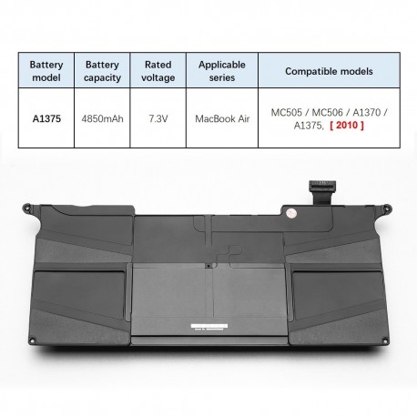 Batterie de remplacement A1375 pour MacBook Air 11" A1370 2011/2014  neuve qualité original