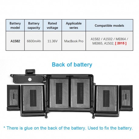 Batterie Apple Macbook Pro 13  A1582  outils gratuits, ME864, ME865, A1502, 2015