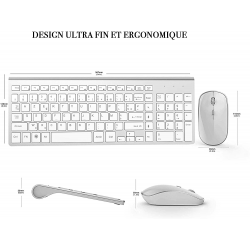 AZERTY – French 2.4 ghz wireless keyboard, ergonomic mouse, Compatible with IMac, Mac, PC, tablet, Windows computer (bla