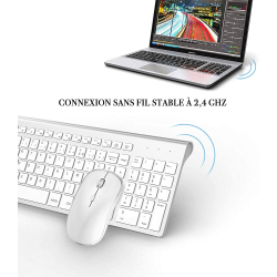AZERTY &ndash; French 2.4 ghz wireless keyboard, ergonomic mouse, Compatible with IMac, Mac, PC, tablet, Windows computer (bla