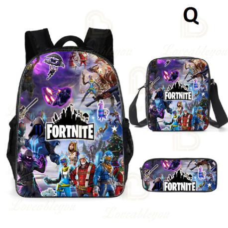 3 Pieces Fortnite Kids Backpack For School Kids Boys Girls Gifts