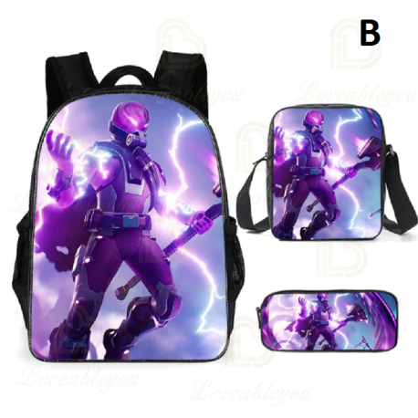 3 Pieces Fortnite Kids Backpack For School Kids Boys Girls Gifts