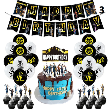 Fortnication party decoration, shooter, alpaca banner, birthday party decor, controllers, balloons, numbers, toys