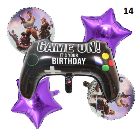 Fortnication party decoration, shooter, alpaca banner, birthday party decor, controllers, balloons, numbers, toys
