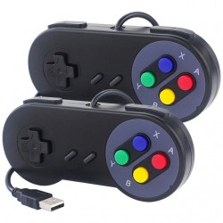 Retro game controller Type Super Nes, 1 or 2 pieces, USB wire controller, for Linux, PC, Mac, Windows, Raspberry Pi