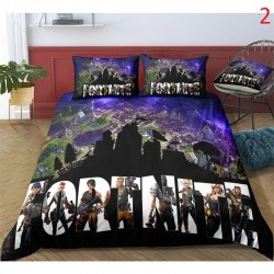 Parure de Lit Fortnite housse de couette Anime Battle Royale avec taie d'oreiller, 4 tailles de literie