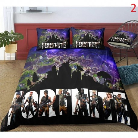 Parure de Lit Fortnite housse de couette Anime Battle Royale avec taie d'oreiller, 4 tailles de literie