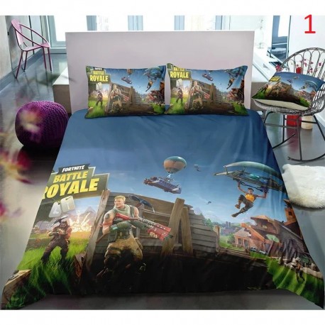 Parure de Lit Fortnite housse de couette Anime Battle Royale avec taie d'oreiller, 4 tailles de literie