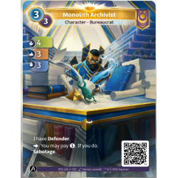 Monolith Archivist (Sabotage) Unique Yzmir - Altered TCG - KS Edition