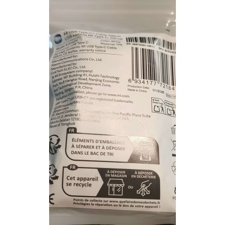 Câble Data USB vers Type-C original Huawei 4072007 AP71 40W 5A (1m)  Blanc - Accessoires