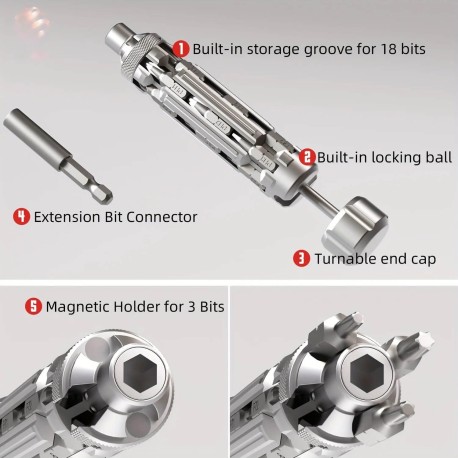 Magnetic EDC Screwdriver Set — Torx / Phillips / Hex