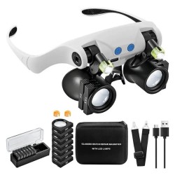 Hands-Free LED Magnifying Glasses — 14 Lenses (3X–15X)