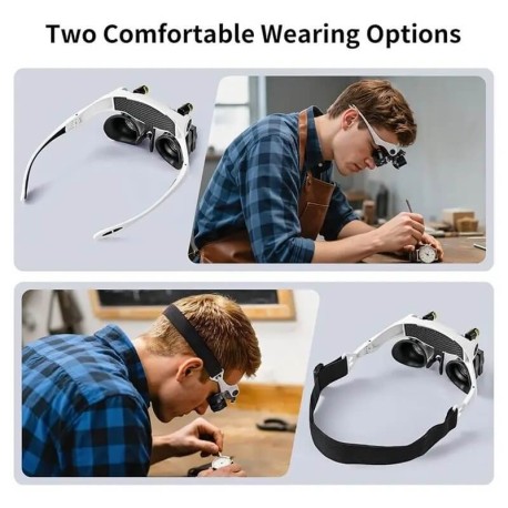 Hands-Free LED Magnifying Glasses — 14 Lenses (3X–15X)