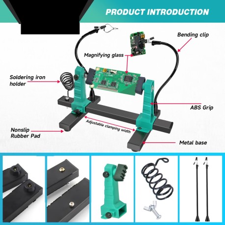 Metal 360° PCB Holder Jig — Adjustable Clamp